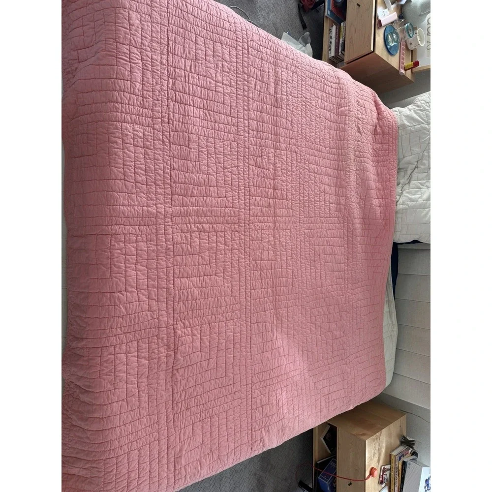 Vintage Hand Quilted Pinwheel Star Quilt 78x90 Handmade Feedsack c.1940s